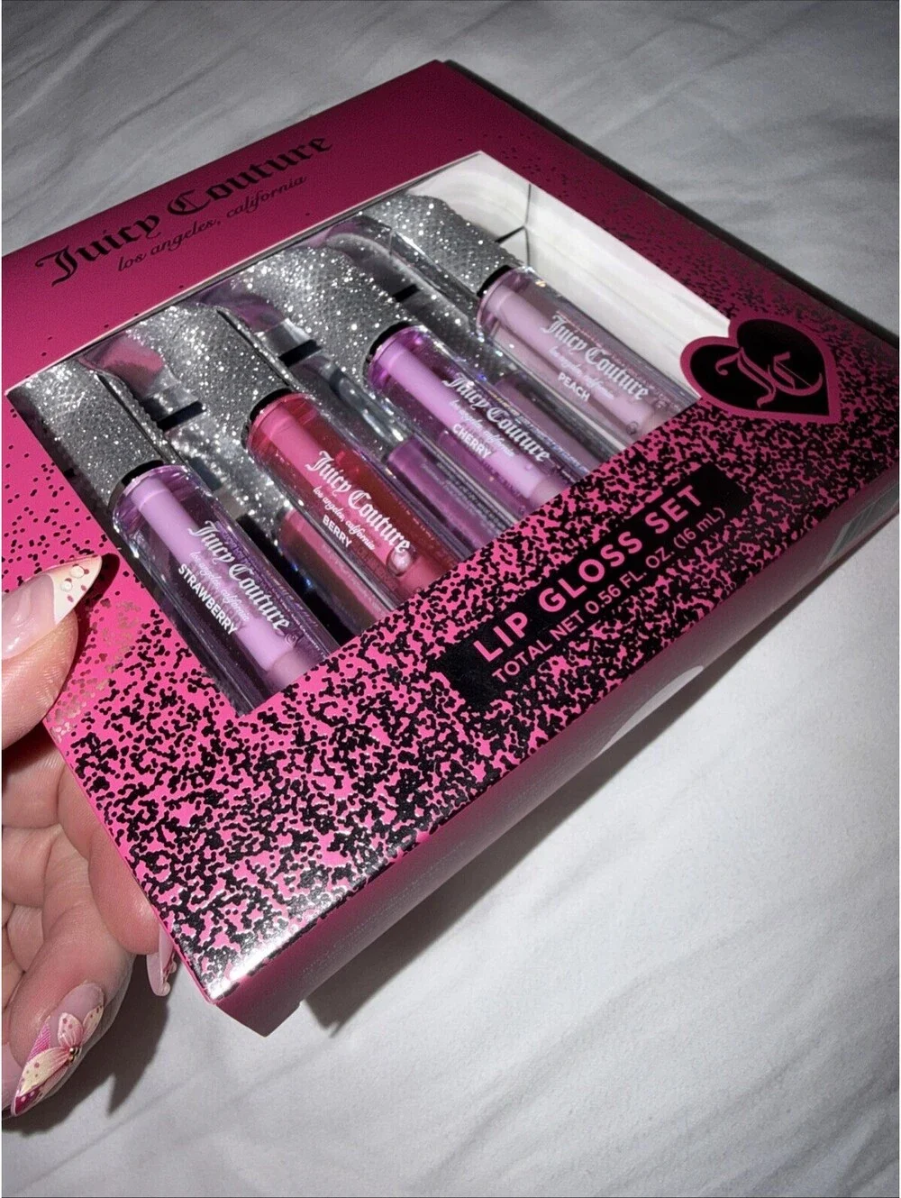 Juicy Couture 4-Piece Lip Gloss Set - Strawberry Berry Cherry Peach 0.56 oz